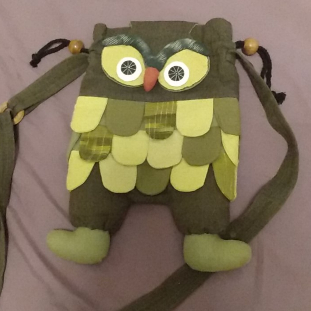 Unique drawstring owl purse
